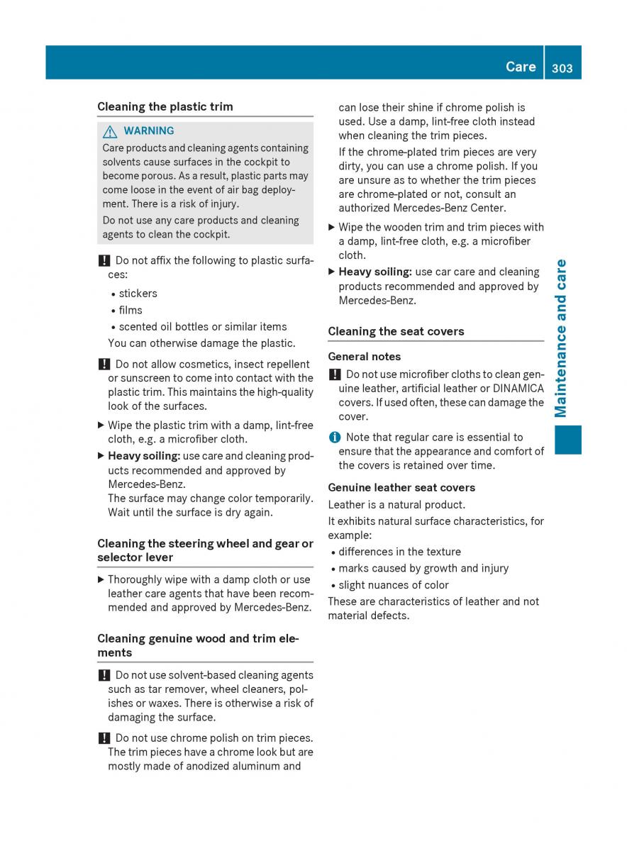 Mercedes GLA W212 X156 owners manual / page 305