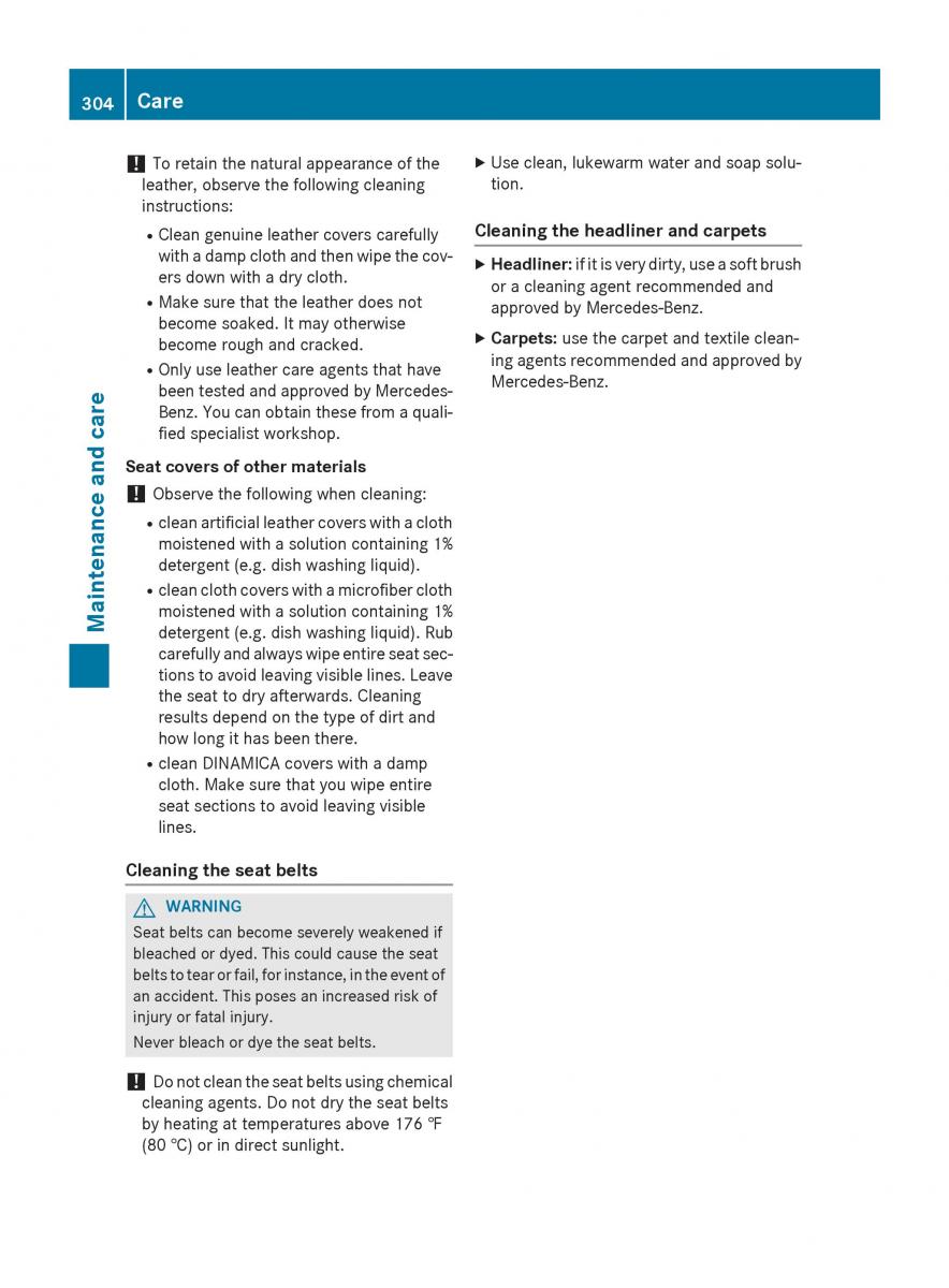 Mercedes GLA W212 X156 owners manual / page 306