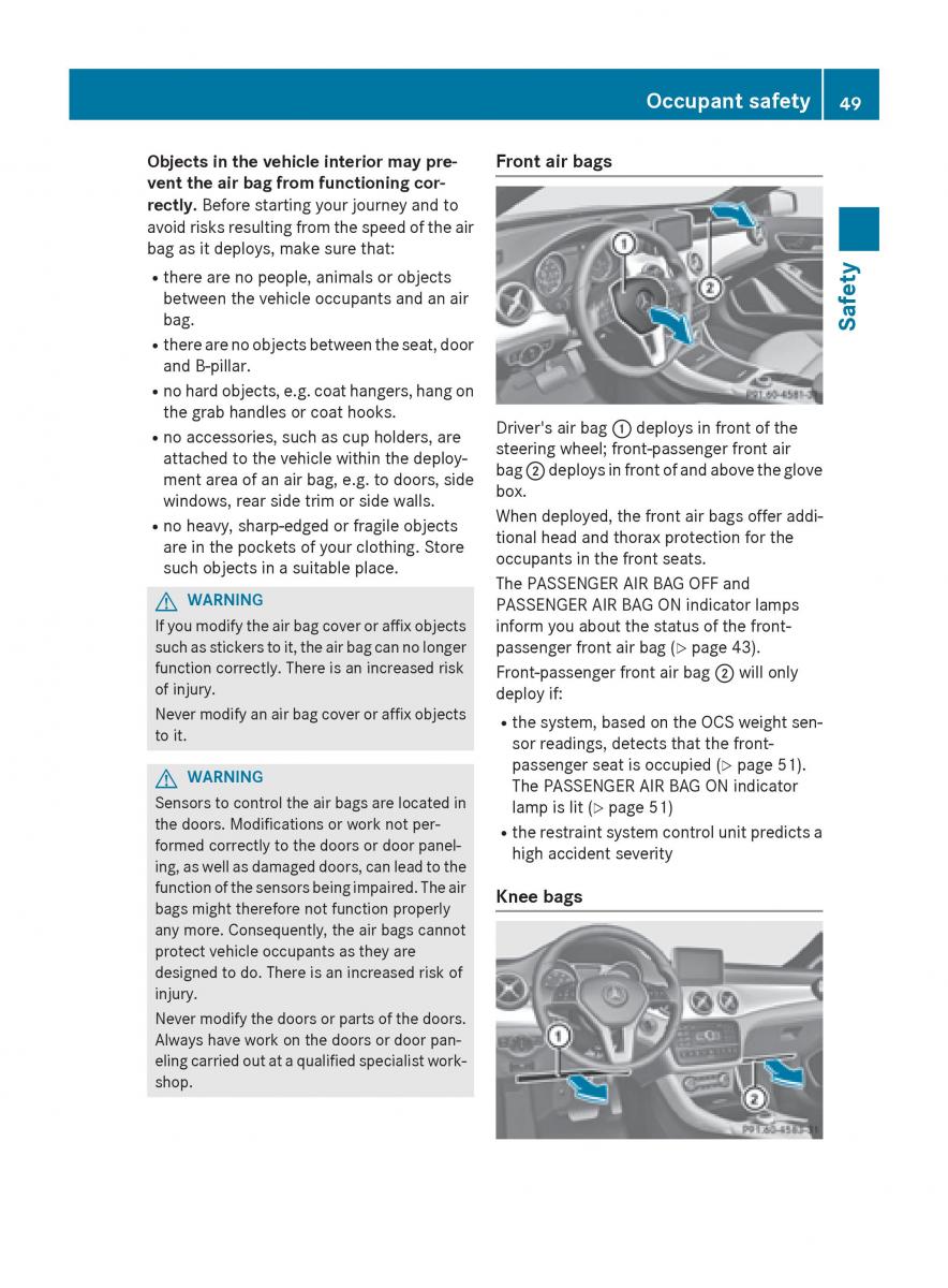 Mercedes GLA W212 X156 owners manual / page 51