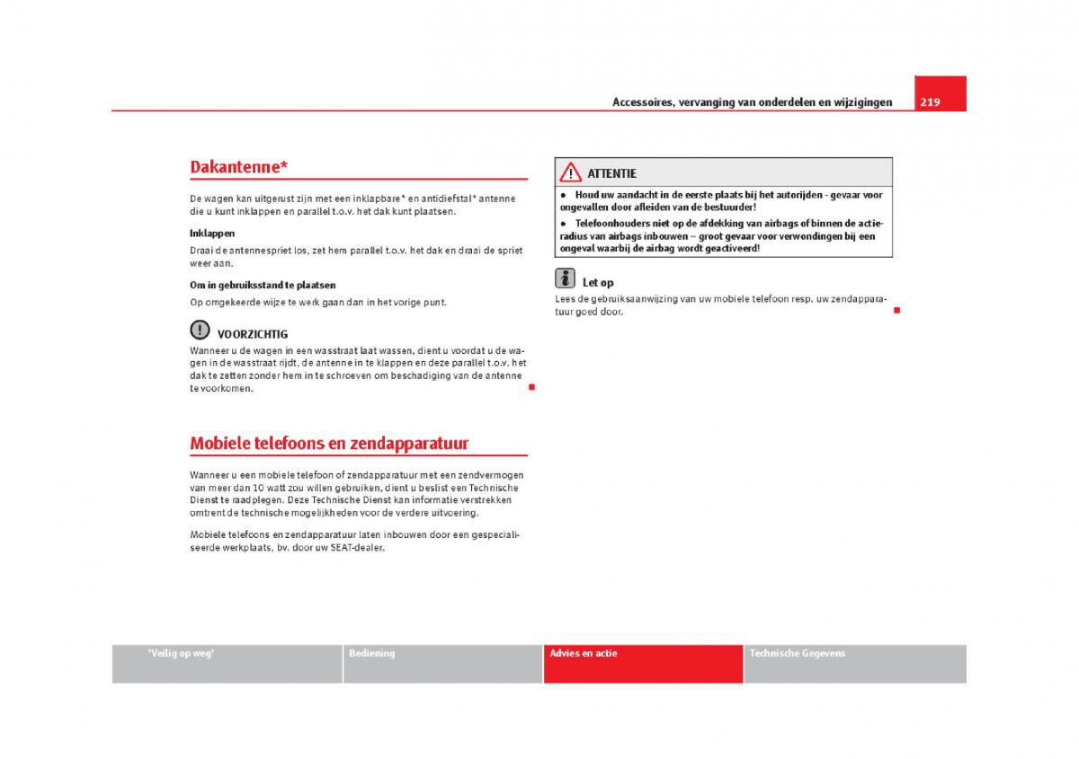 Seat Leon III 3 handleiding / page 222