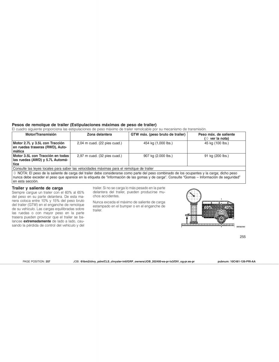 Chrysler 300C I 1 manual del propietario / page 258