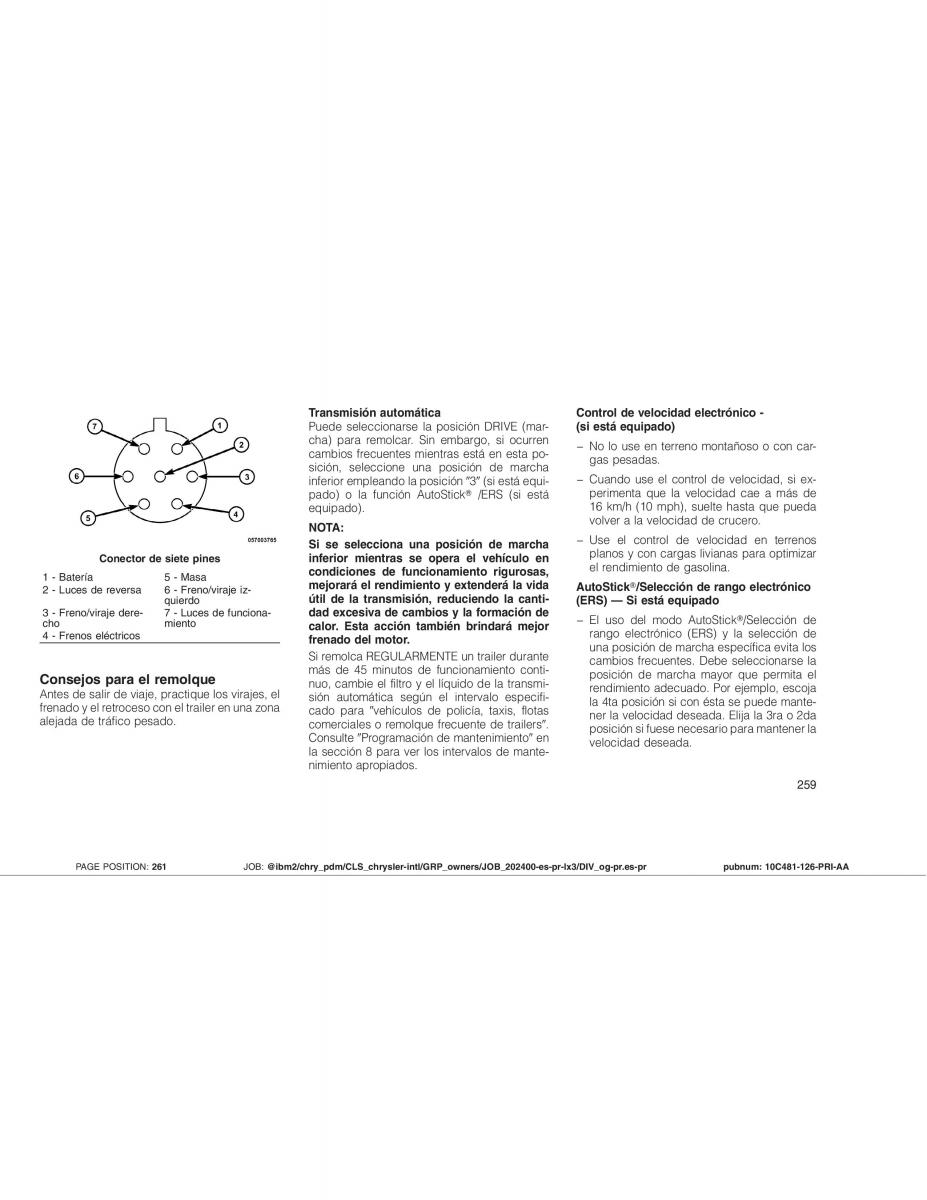 Chrysler 300C I 1 manual del propietario / page 262