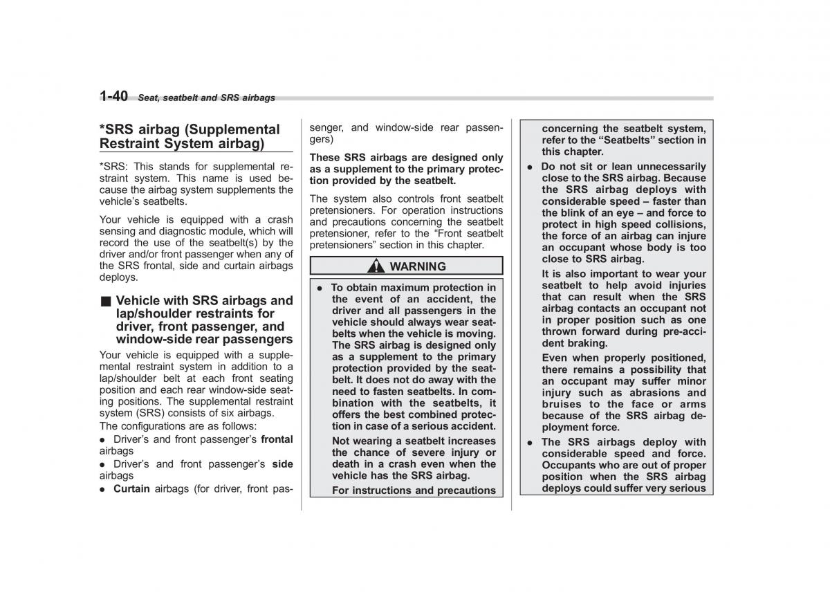 Subaru Outback Legacy III 3 owners manual / page 65