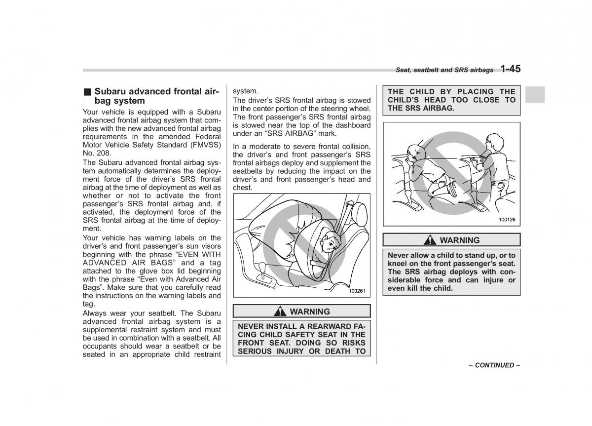 Subaru Outback Legacy III 3 owners manual / page 70