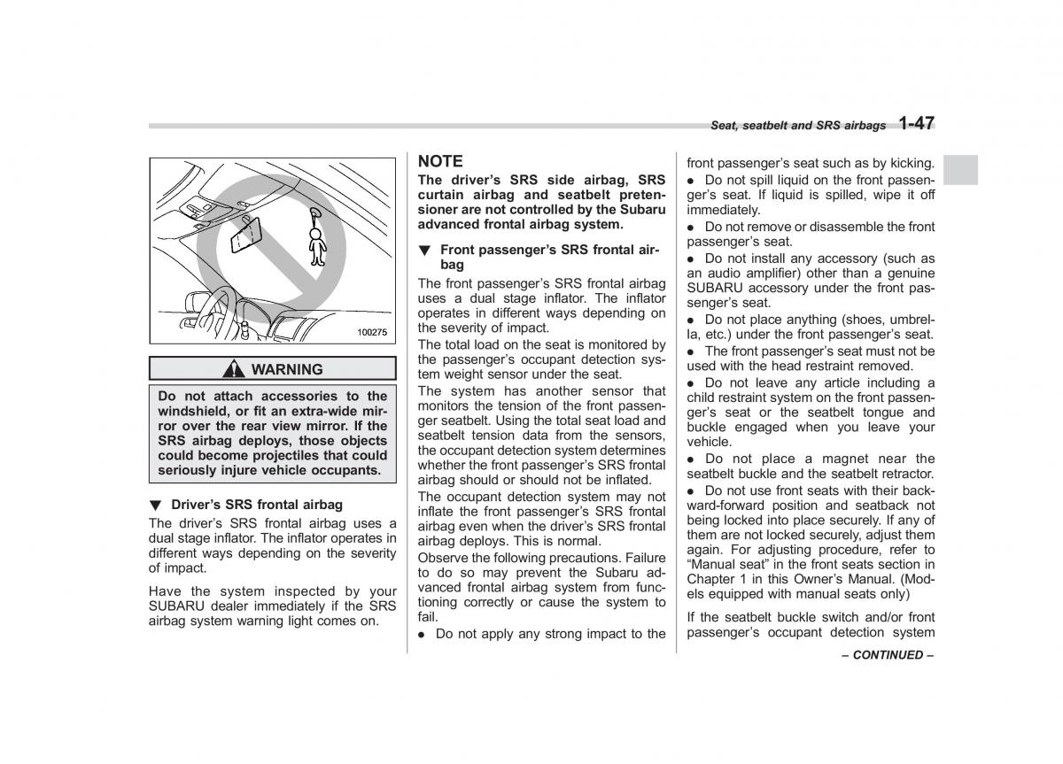 Subaru Outback Legacy III 3 owners manual / page 72