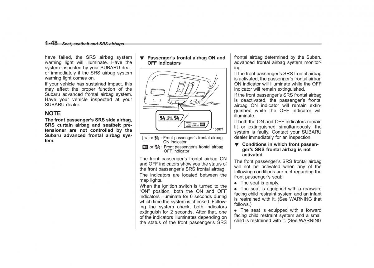 Subaru Outback Legacy III 3 owners manual / page 73