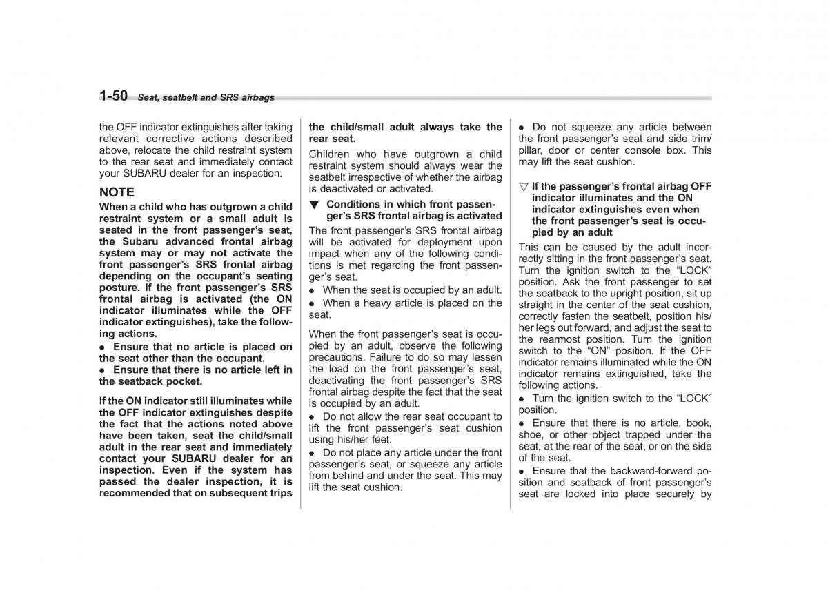 Subaru Outback Legacy III 3 owners manual / page 75