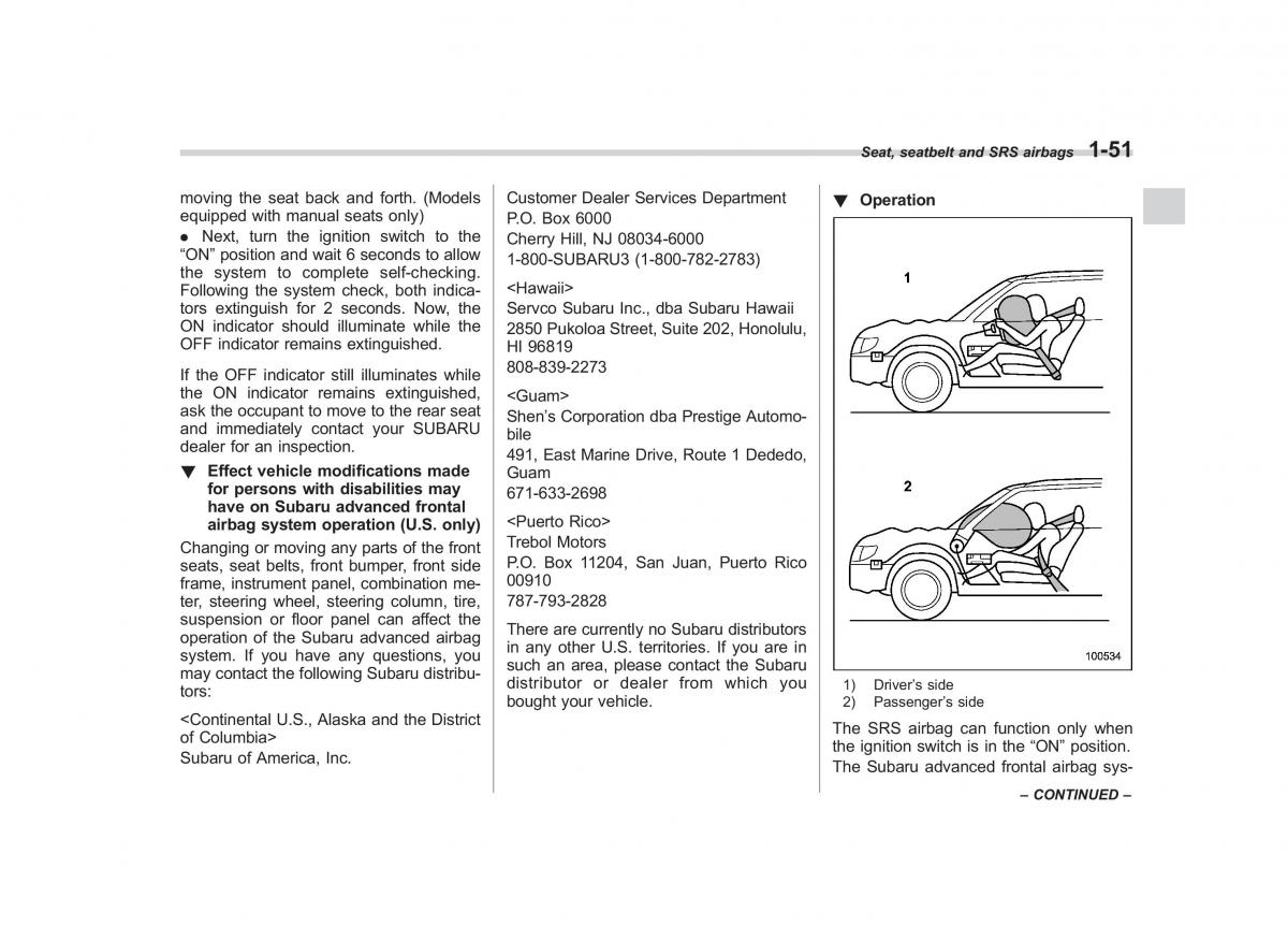 Subaru Outback Legacy III 3 owners manual / page 76