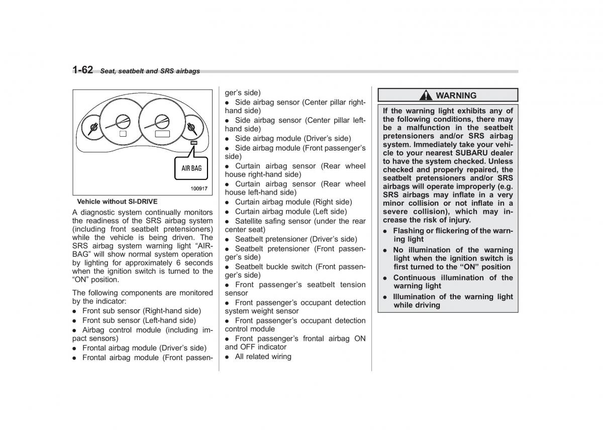 Subaru Outback Legacy III 3 owners manual / page 87