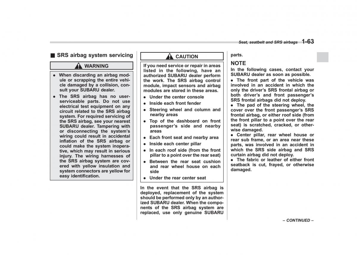 Subaru Outback Legacy III 3 owners manual / page 88