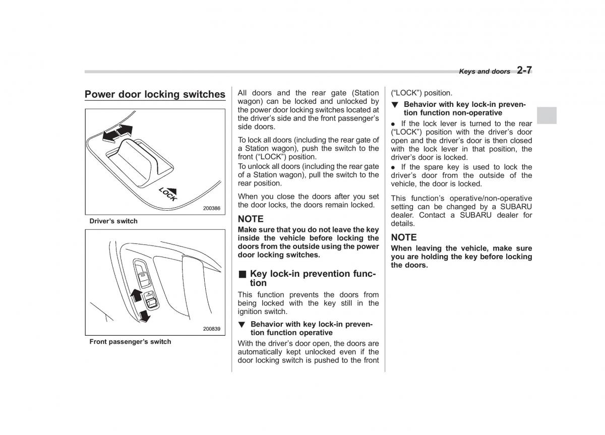 Subaru Outback Legacy III 3 owners manual / page 96