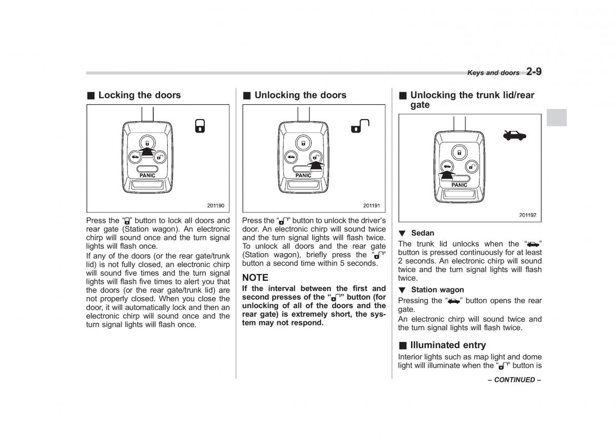 Subaru Outback Legacy III 3 owners manual / page 98