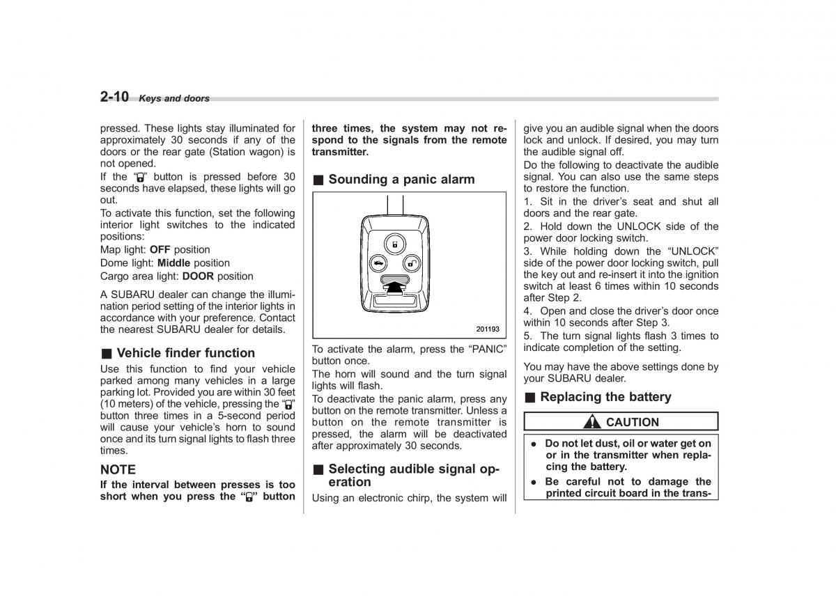 Subaru Outback Legacy III 3 owners manual / page 99