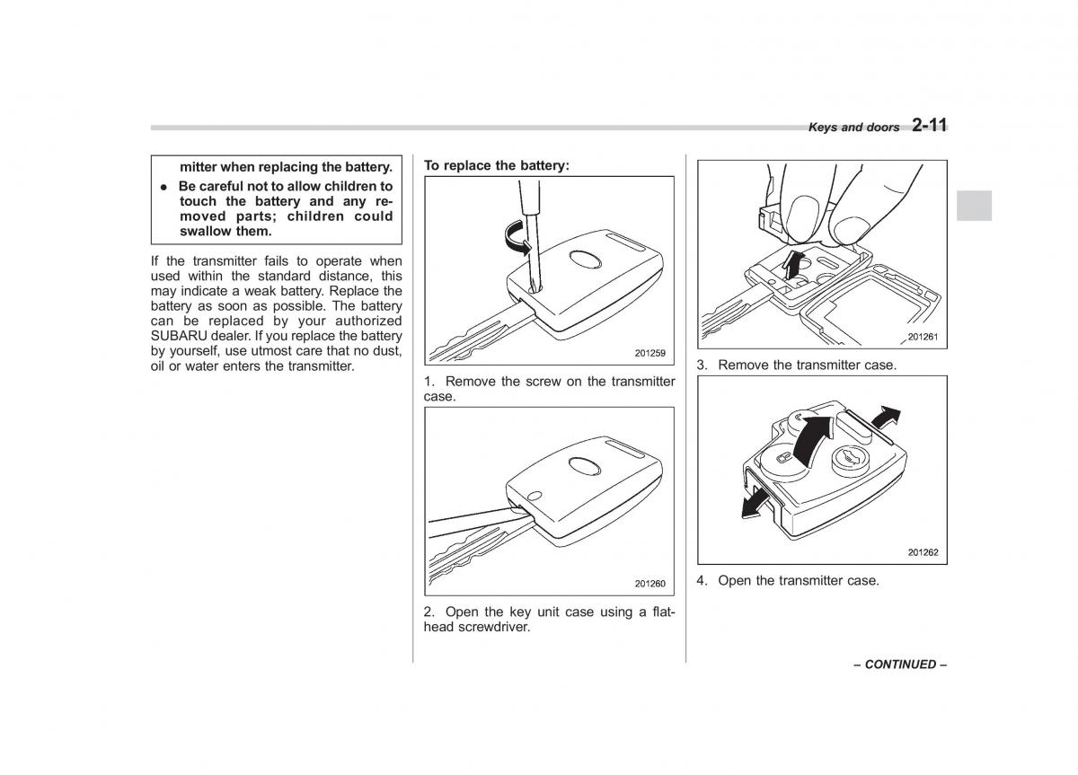 Subaru Outback Legacy III 3 owners manual / page 100