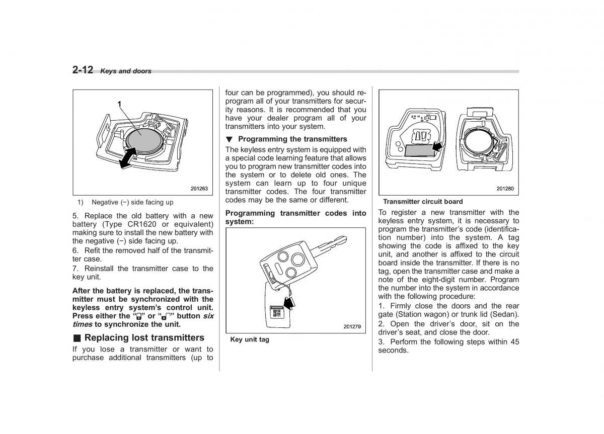 Subaru Outback Legacy III 3 owners manual / page 101