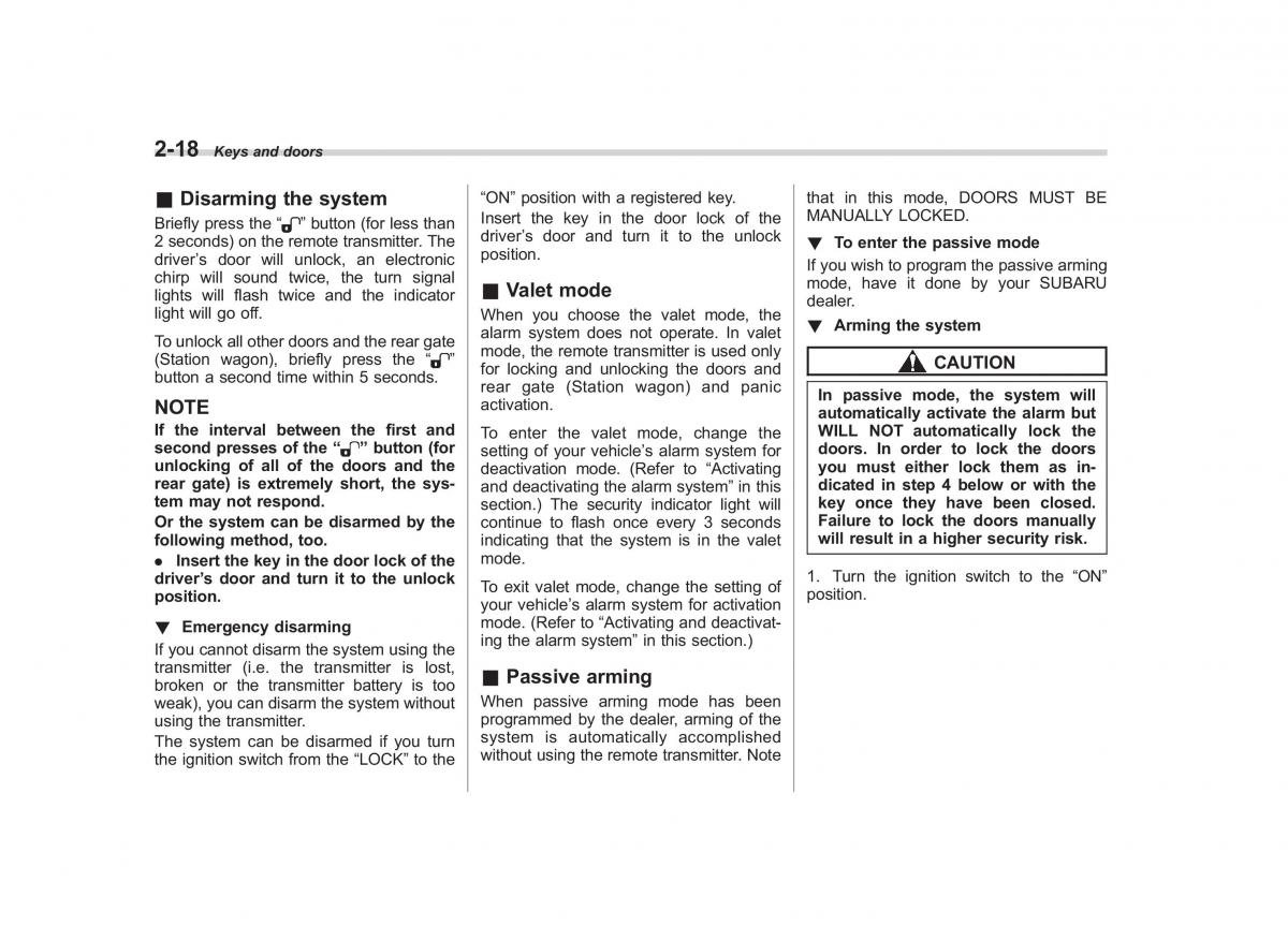 Subaru Outback Legacy III 3 owners manual / page 107