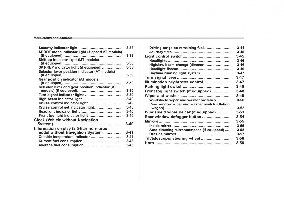 Subaru Outback Legacy III 3 owners manual / page 121