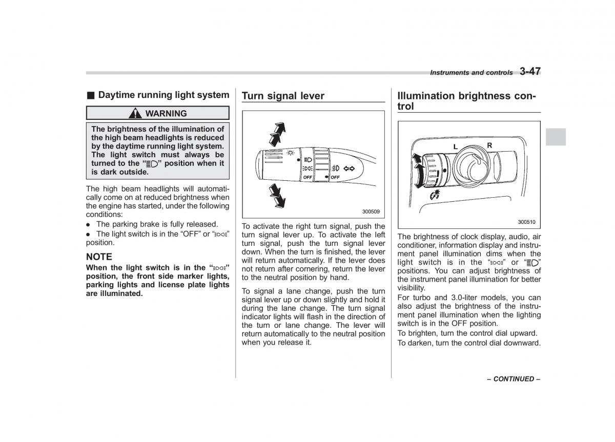 Subaru Outback Legacy III 3 owners manual / page 166