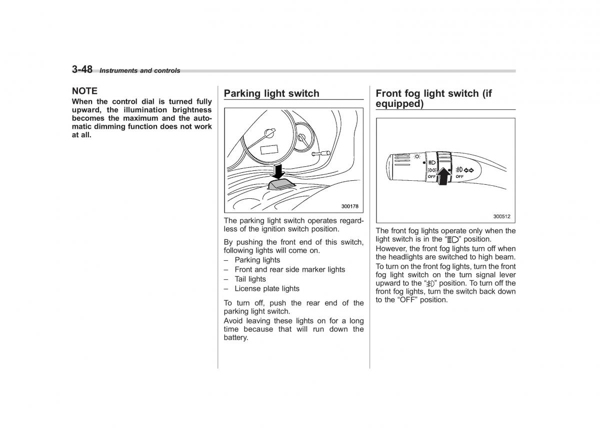 Subaru Outback Legacy III 3 owners manual / page 167