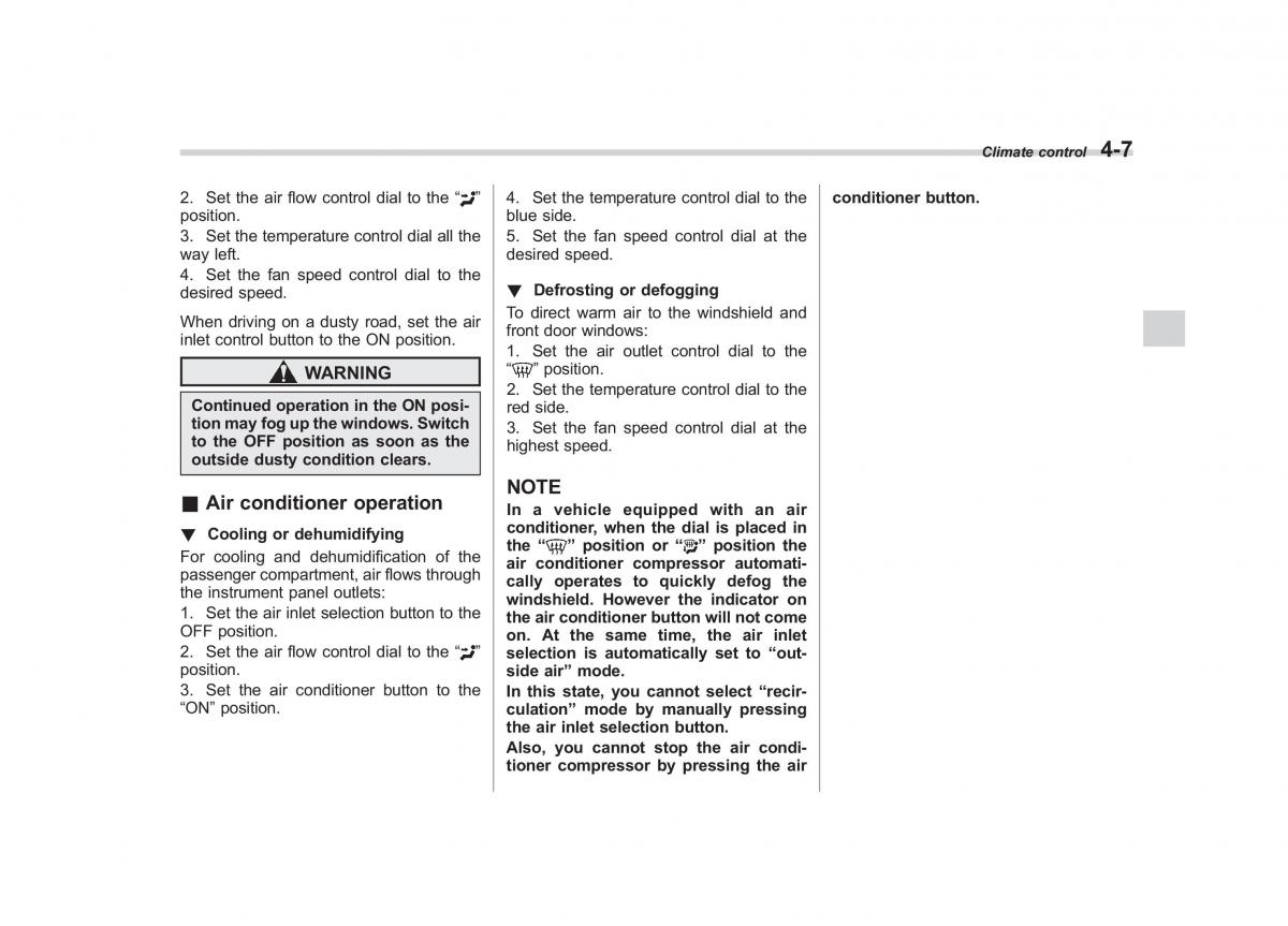 Subaru Outback Legacy III 3 owners manual / page 185