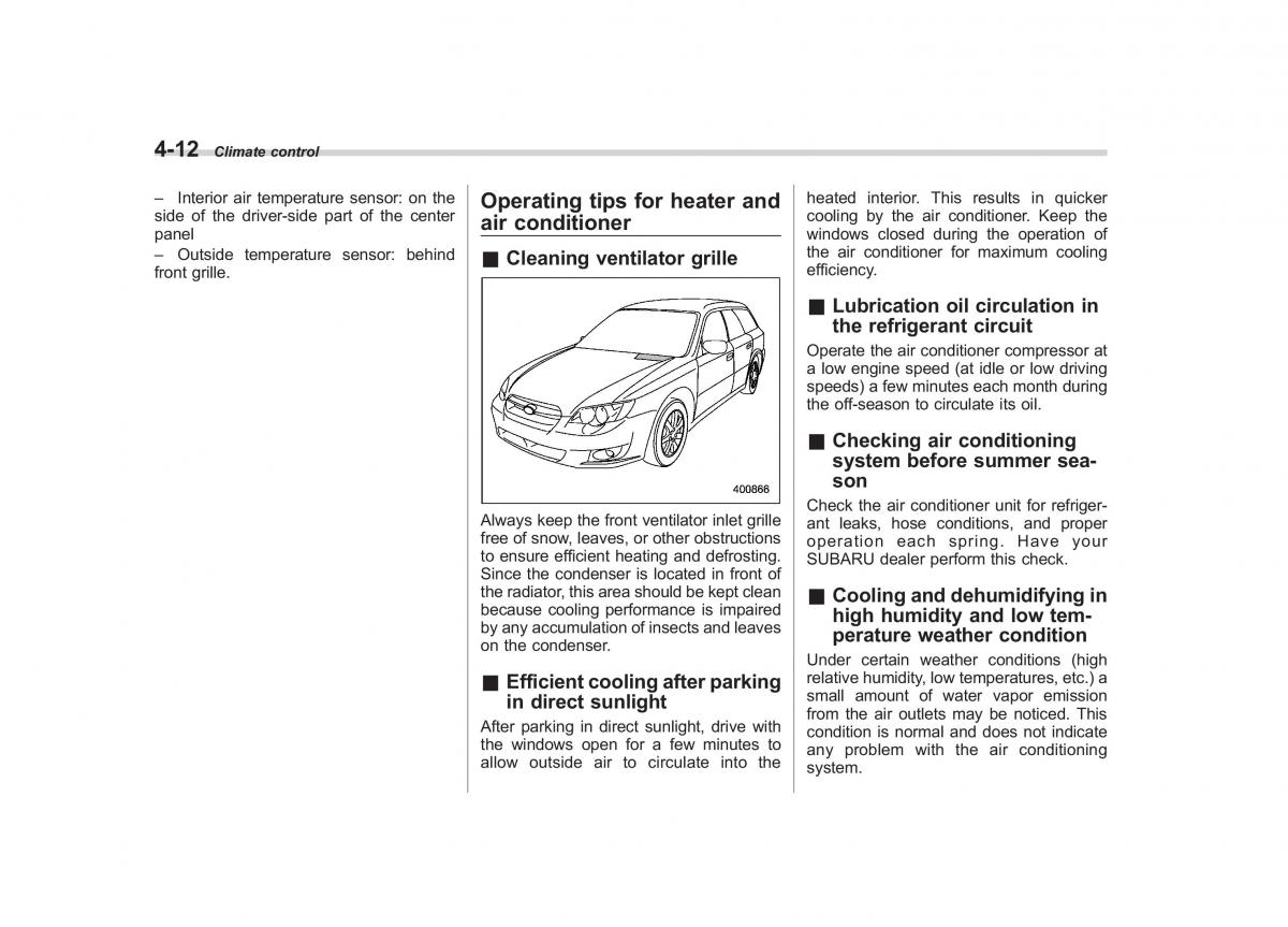 Subaru Outback Legacy III 3 owners manual / page 190