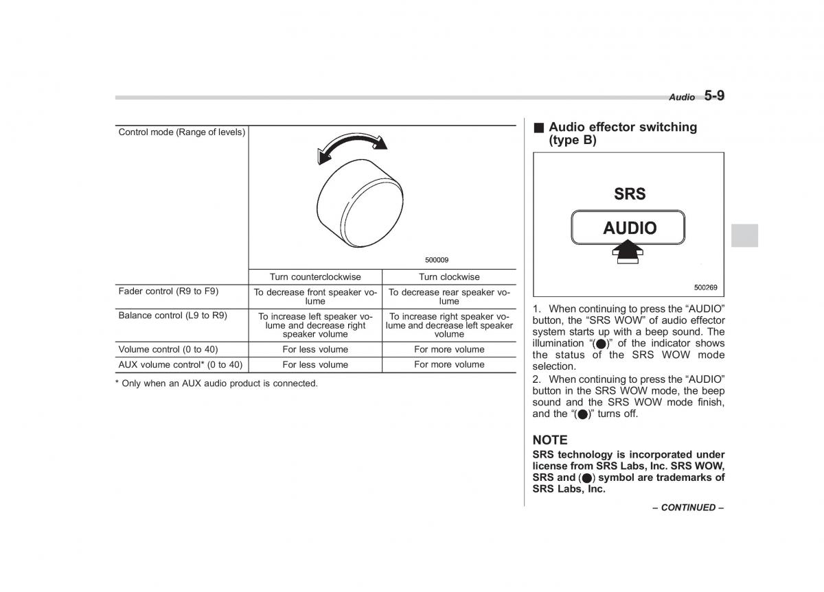 Subaru Outback Legacy III 3 owners manual / page 200