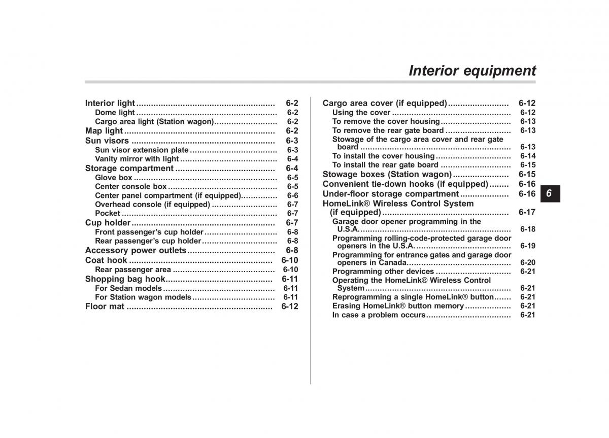 Subaru Outback Legacy III 3 owners manual / page 221