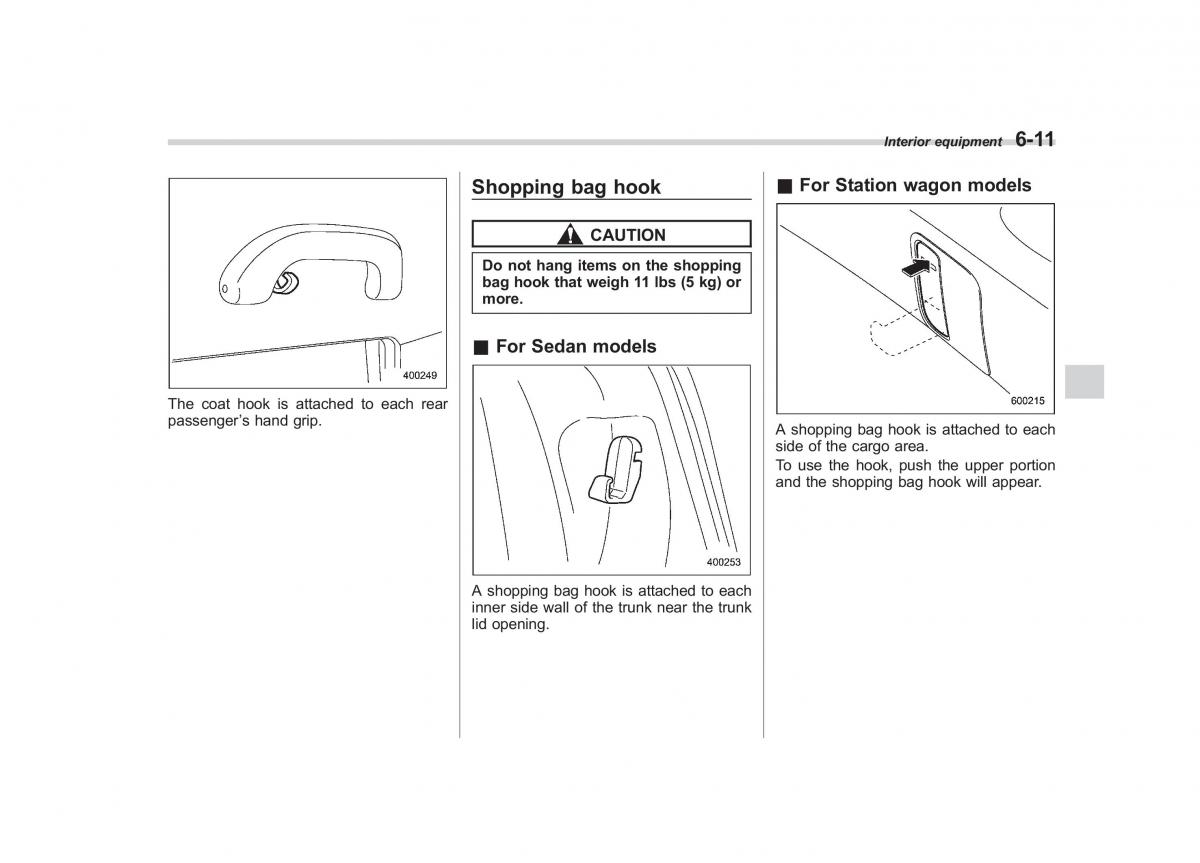 Subaru Outback Legacy III 3 owners manual / page 231