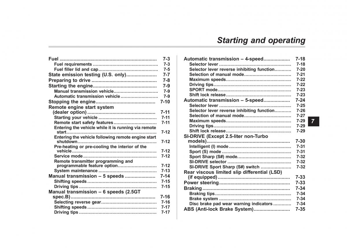 Subaru Outback Legacy III 3 owners manual / page 242