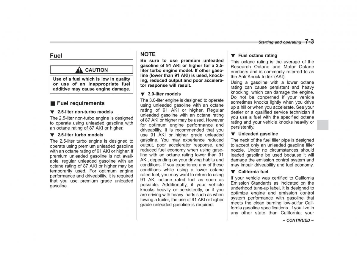 Subaru Outback Legacy III 3 owners manual / page 244