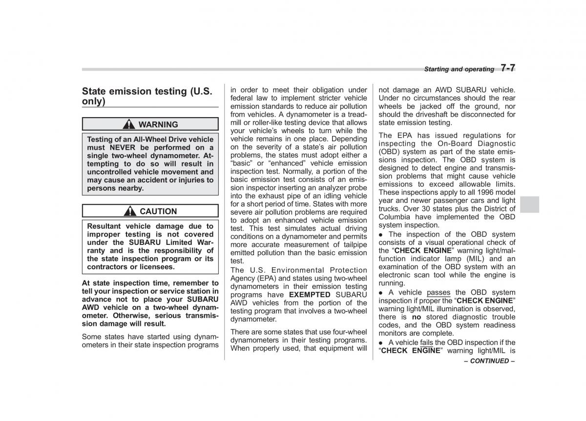 Subaru Outback Legacy III 3 owners manual / page 248