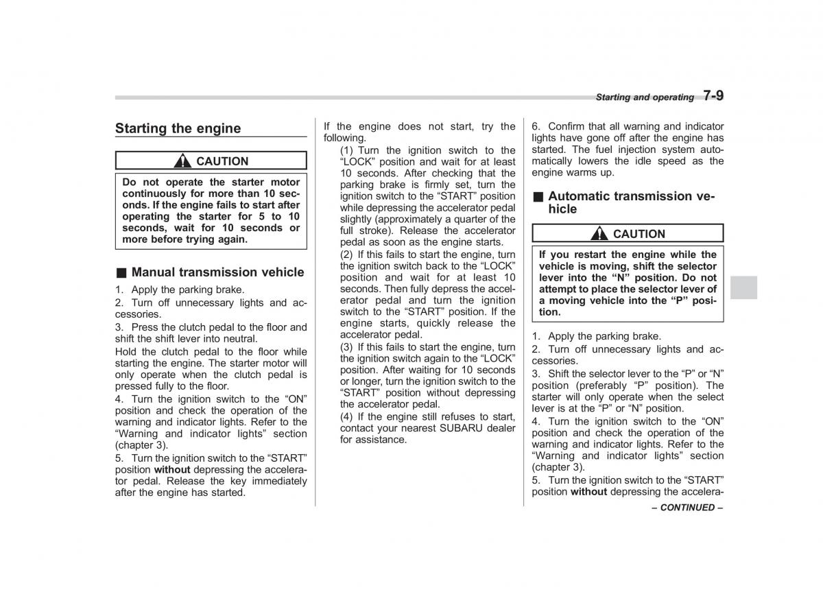 Subaru Outback Legacy III 3 owners manual / page 250