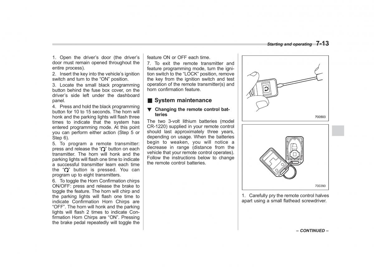 Subaru Outback Legacy III 3 owners manual / page 254