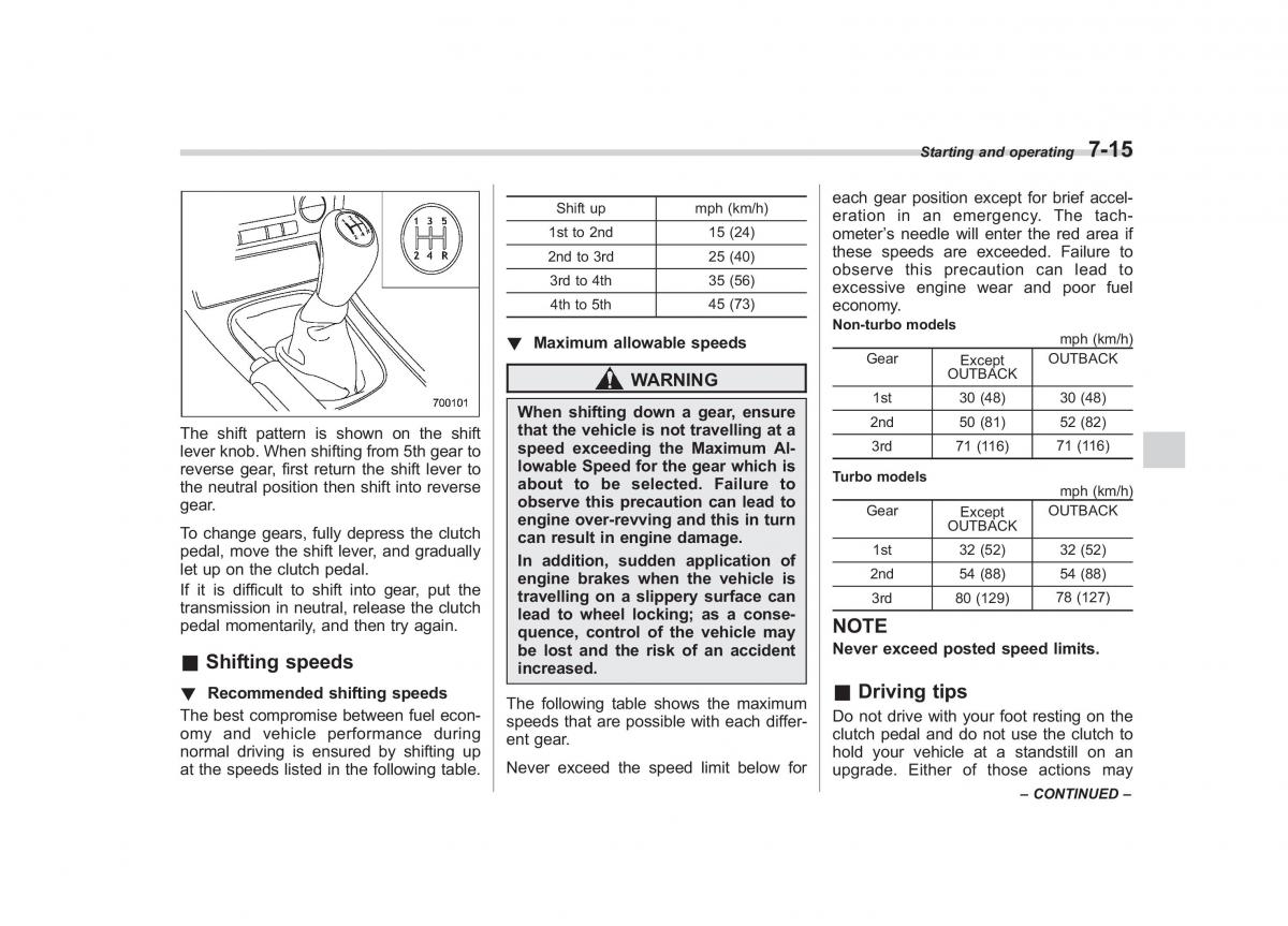 Subaru Outback Legacy III 3 owners manual / page 256