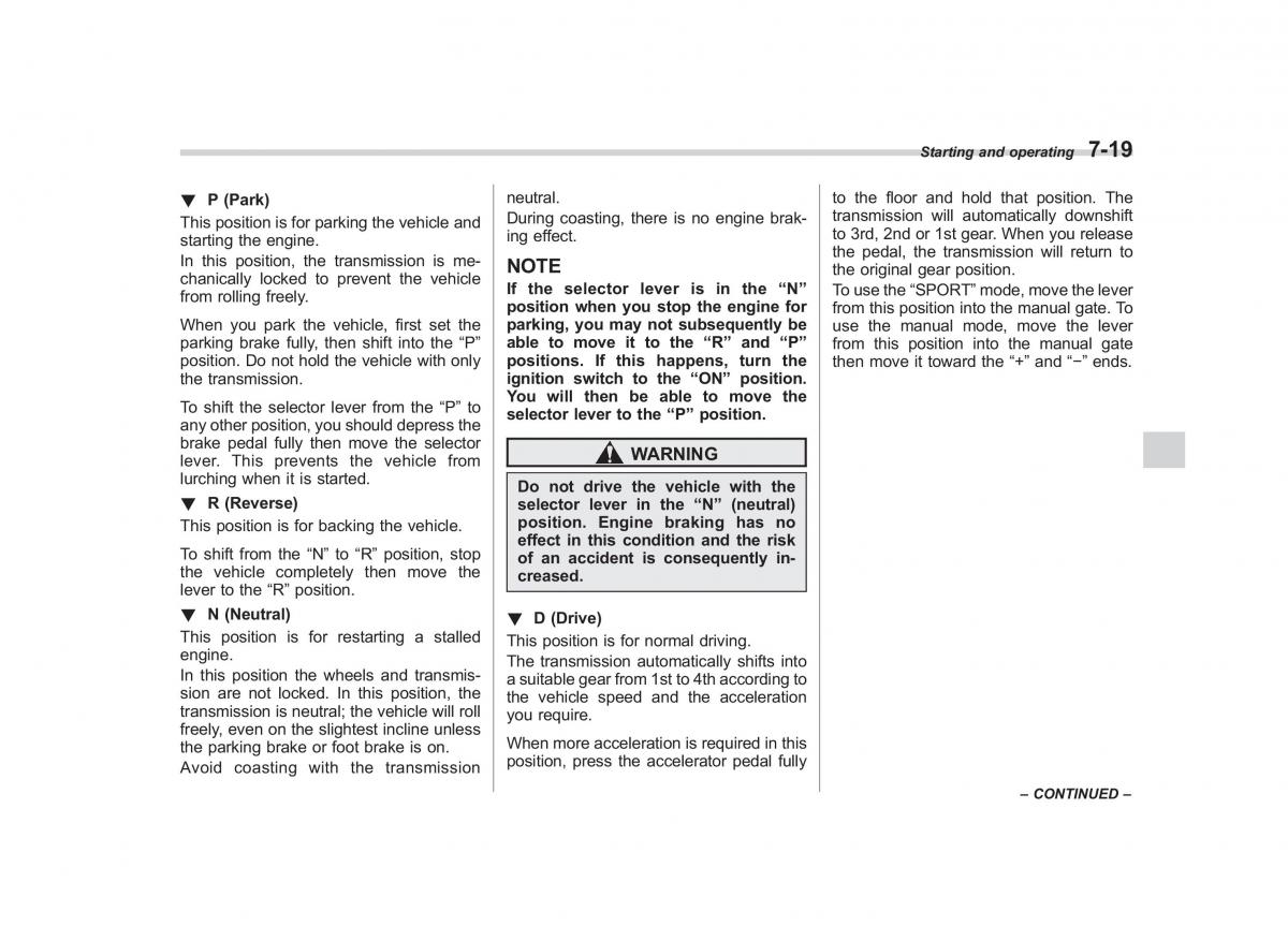 Subaru Outback Legacy III 3 owners manual / page 260