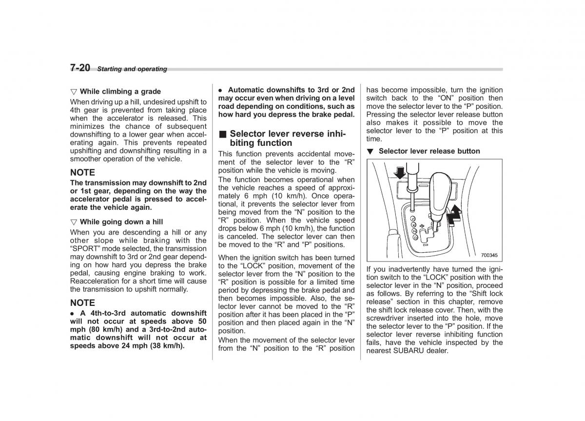 Subaru Outback Legacy III 3 owners manual / page 261