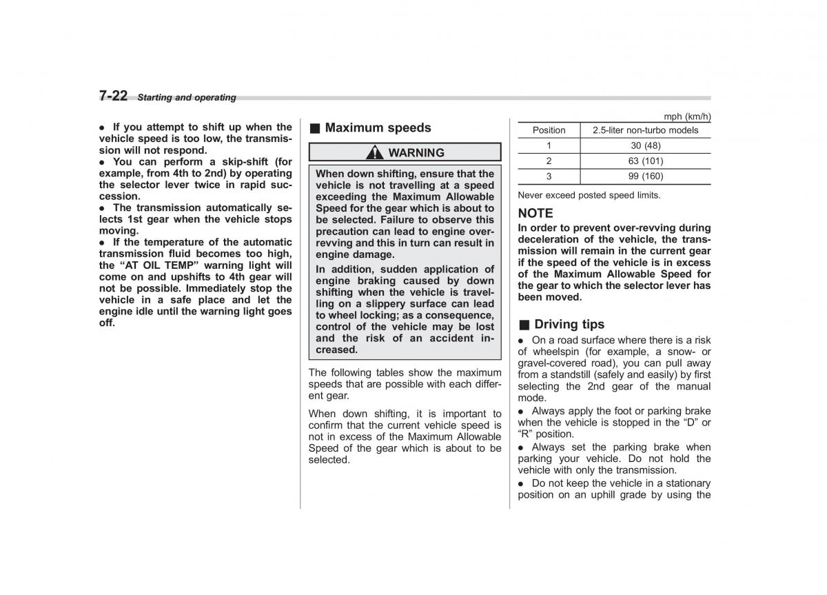 Subaru Outback Legacy III 3 owners manual / page 263