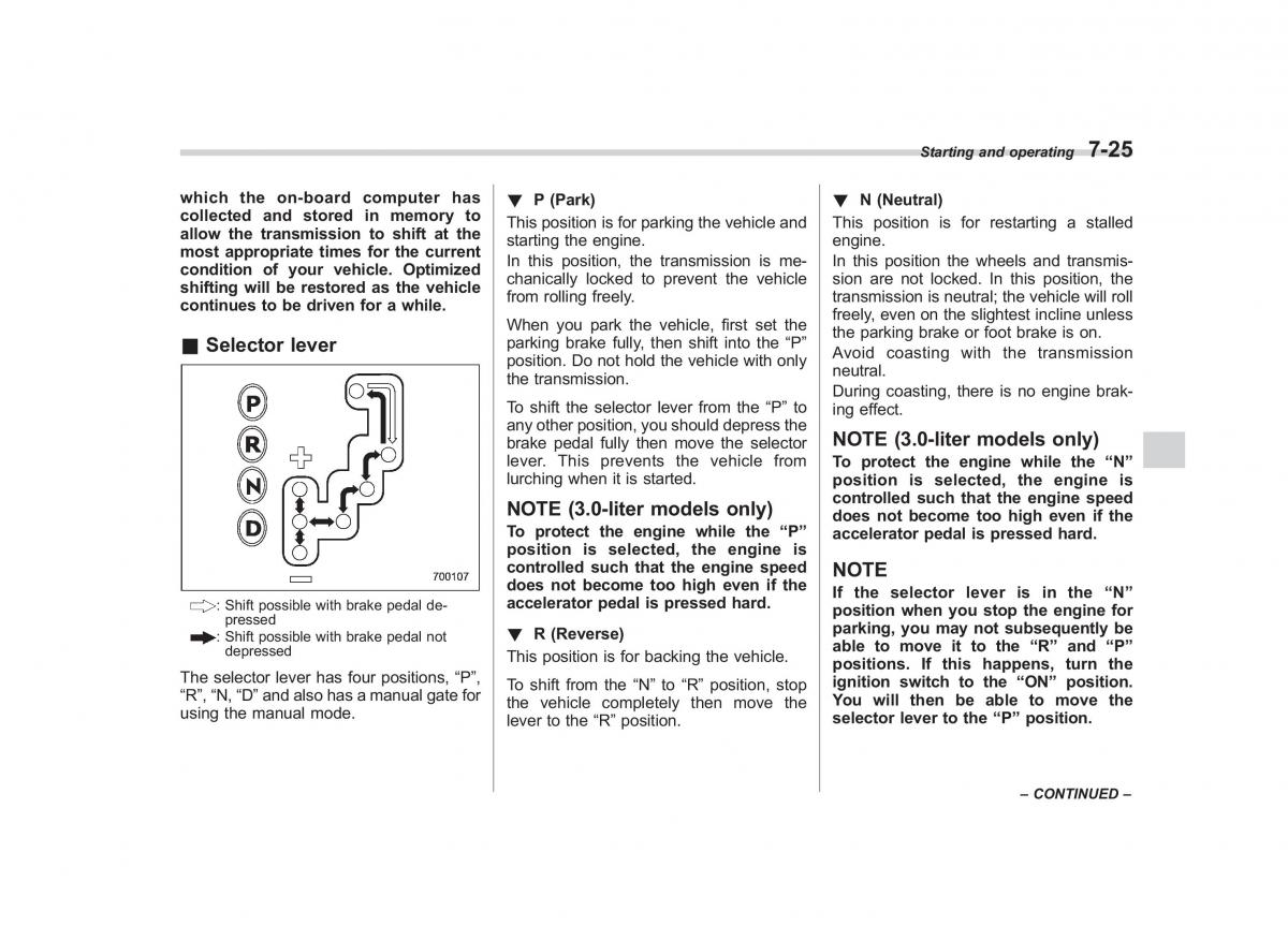 Subaru Outback Legacy III 3 owners manual / page 266