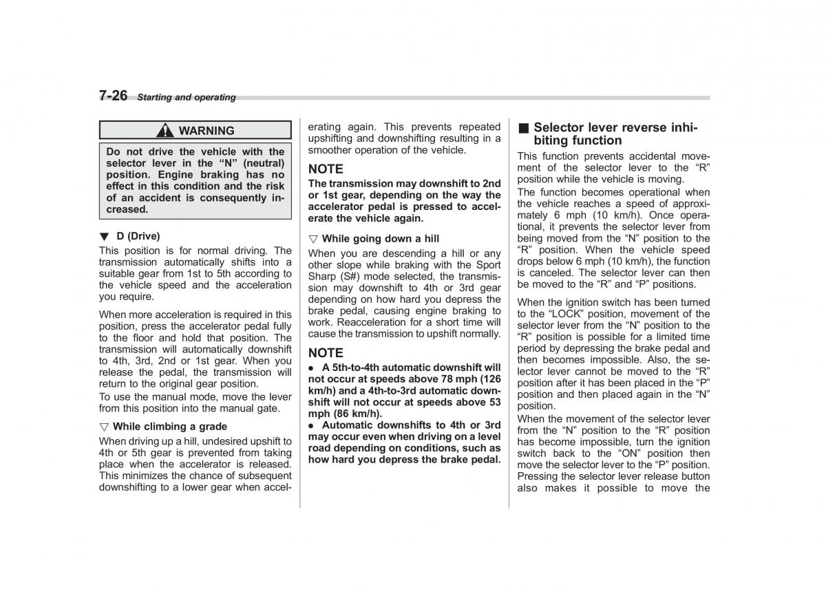 Subaru Outback Legacy III 3 owners manual / page 267