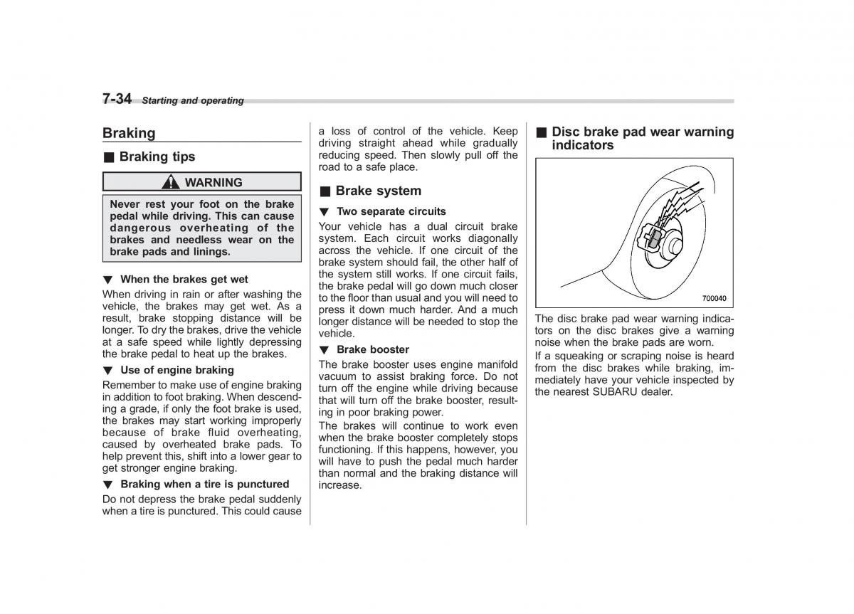 Subaru Outback Legacy III 3 owners manual / page 275