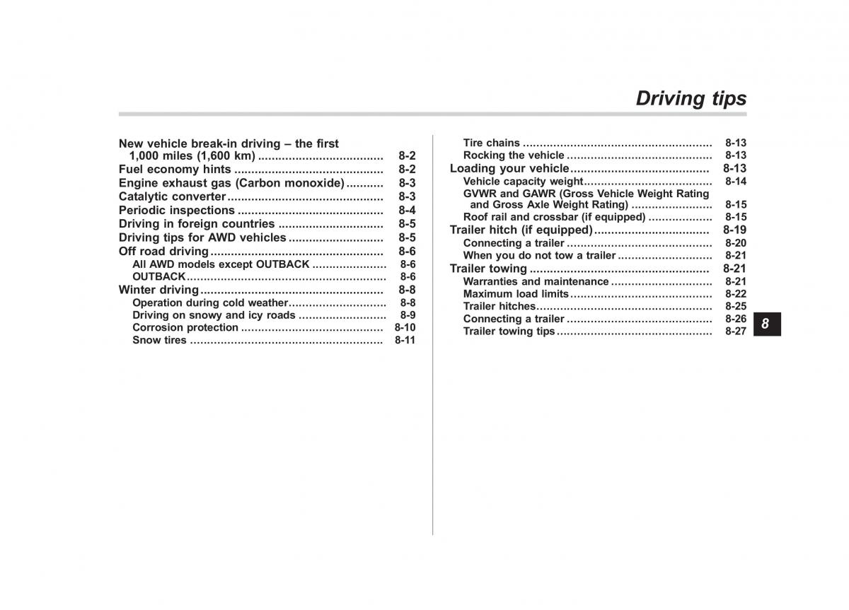 Subaru Outback Legacy III 3 owners manual / page 292