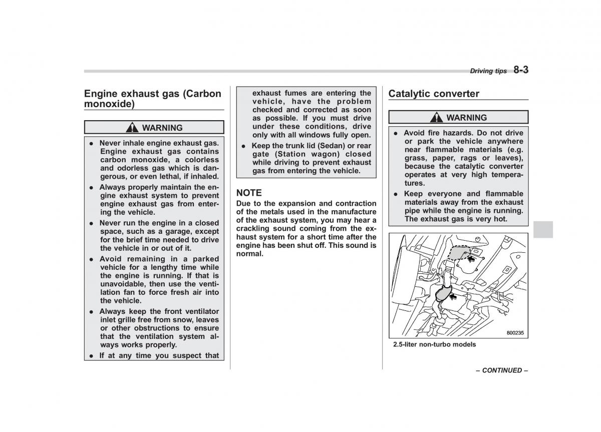 Subaru Outback Legacy III 3 owners manual / page 294