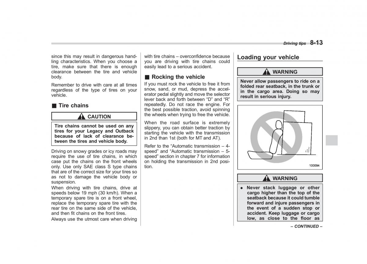 Subaru Outback Legacy III 3 owners manual / page 304