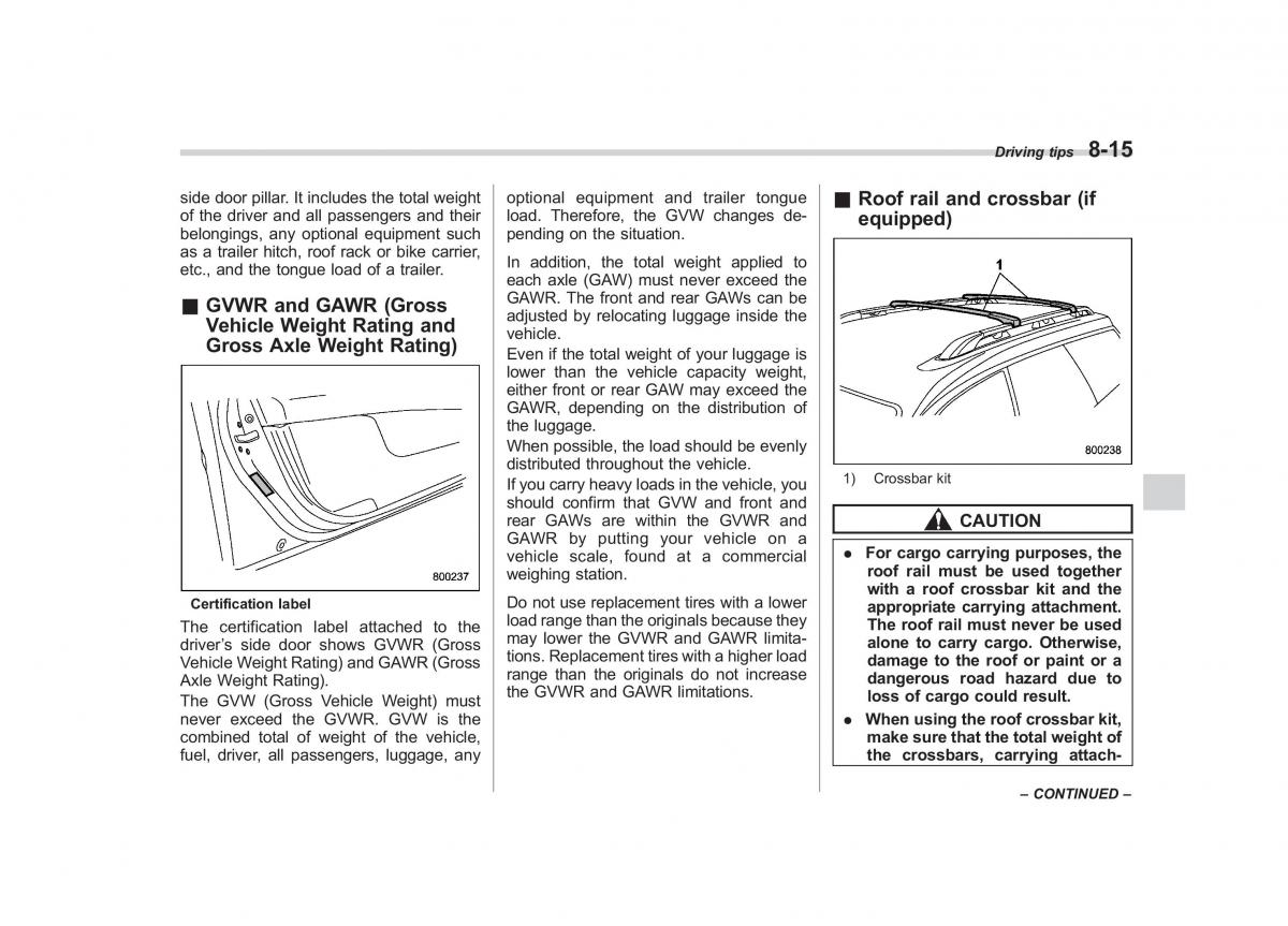 Subaru Outback Legacy III 3 owners manual / page 306