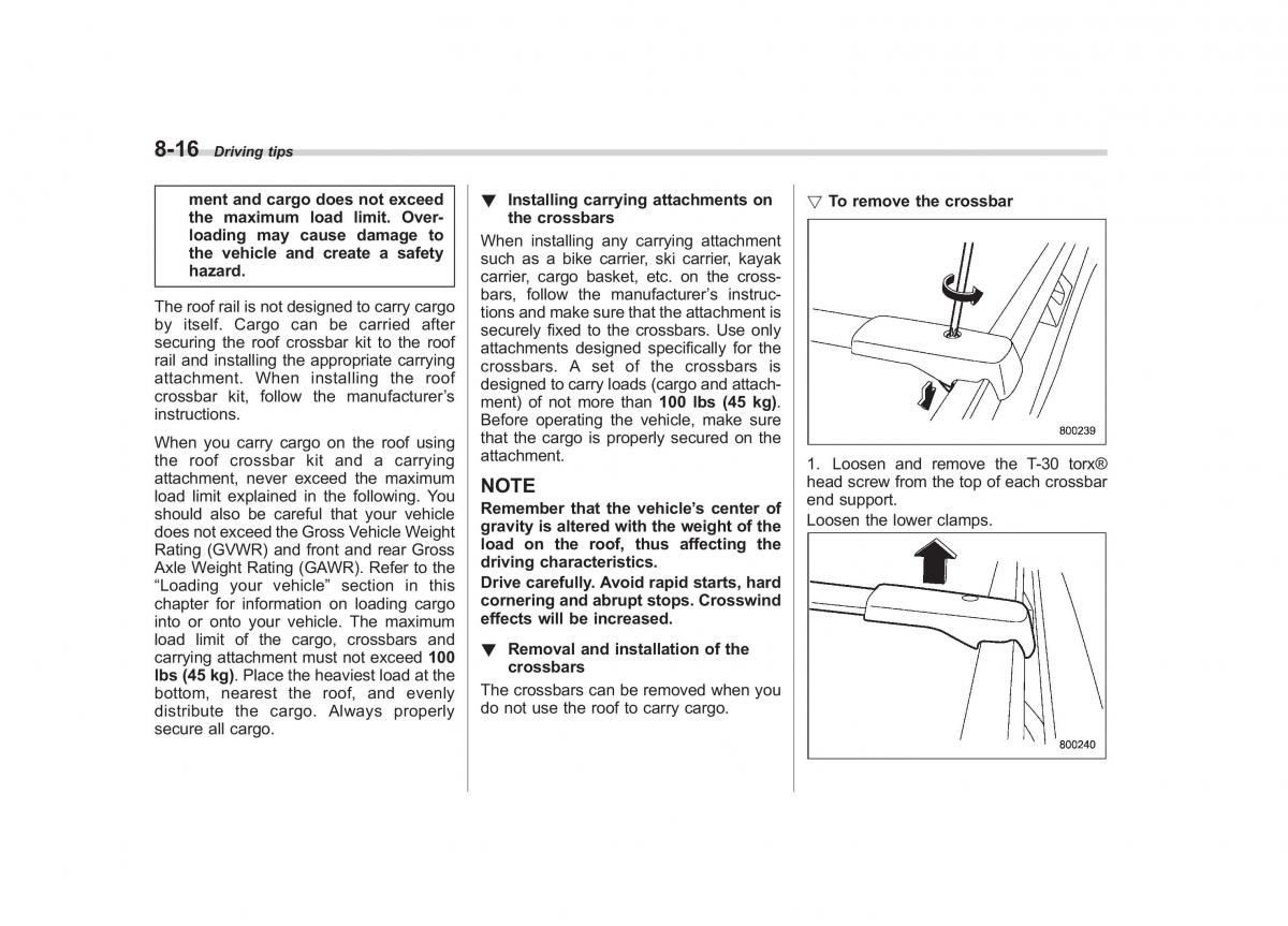 Subaru Outback Legacy III 3 owners manual / page 307