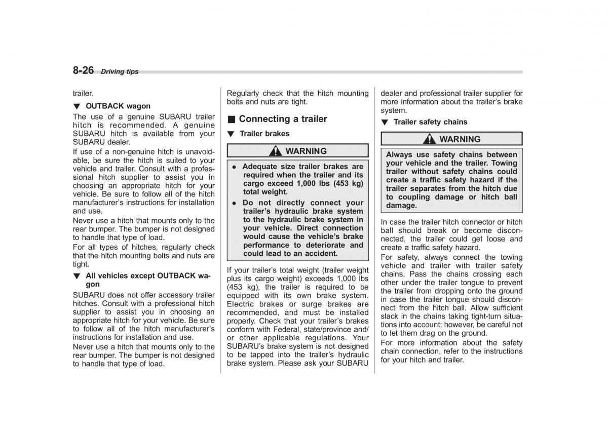 Subaru Outback Legacy III 3 owners manual / page 317