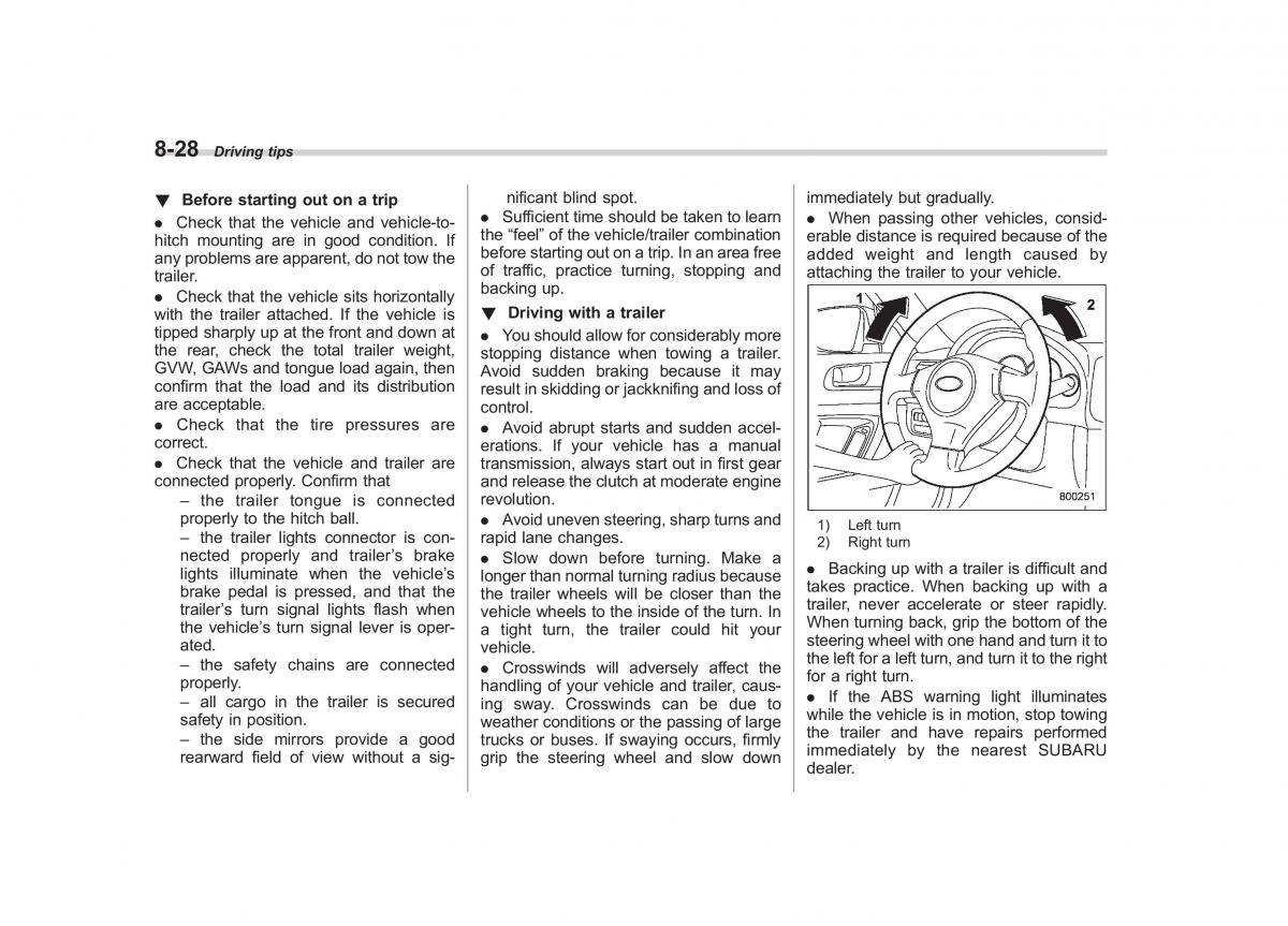 Subaru Outback Legacy III 3 owners manual / page 319