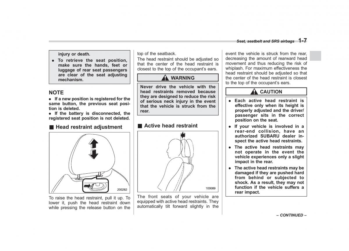 Subaru Outback Legacy III 3 owners manual / page 32