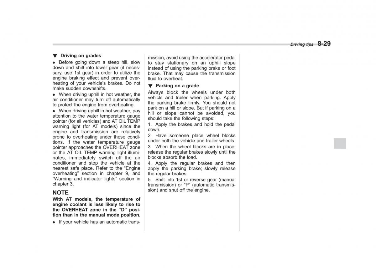 Subaru Outback Legacy III 3 owners manual / page 320