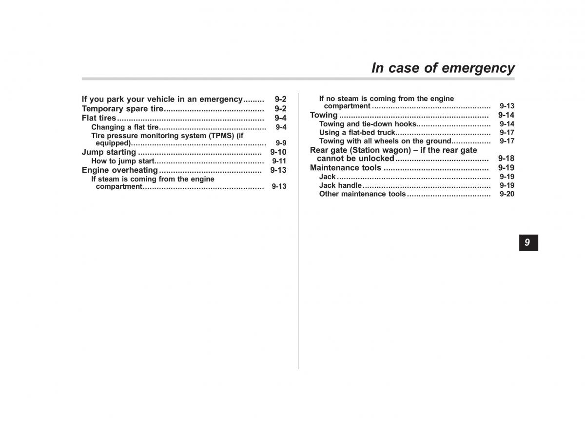 Subaru Outback Legacy III 3 owners manual / page 321